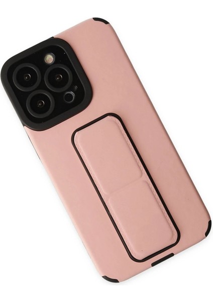 iPhone 14 Pro Kılıf Mega Standlı Silikon - Pudra - NEONX1529-7359 fiyatları