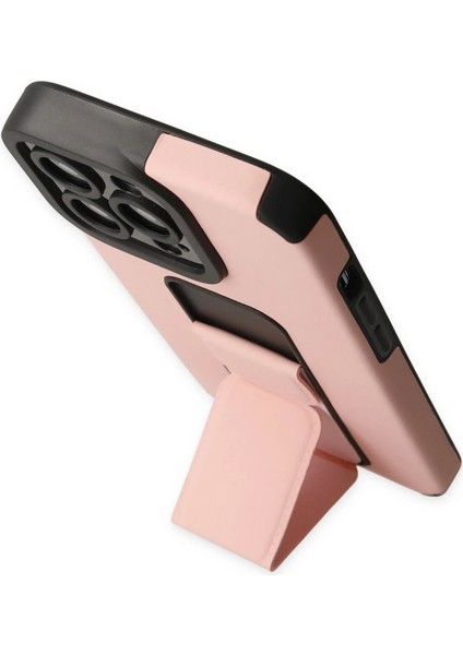 iPhone 14 Pro Kılıf Mega Standlı Silikon - Pudra - NEONX1529-7359 modelleri