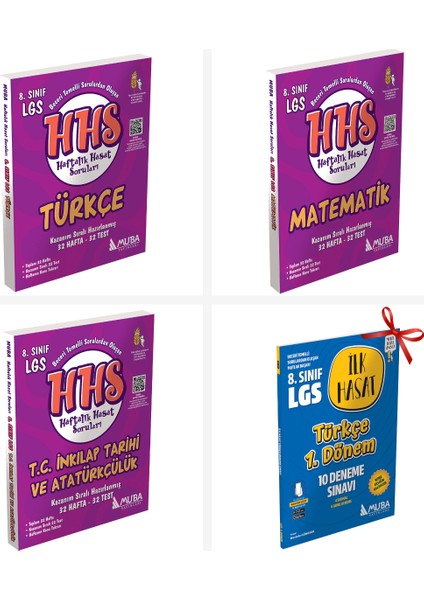 8.Sınıf Türkçe, Matematik ve İnkılap tarihi HHS Set. Türkçe İlk H