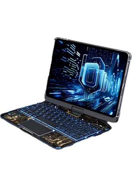 JP12.9 iPad Pro 12.9 (2022) Kılıf Vales Dönen Ledli Klavyeli Tablet Kılıfı - S - NEONX4970-50