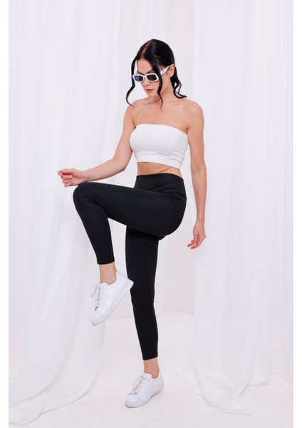 Kadın Siyah Toparlayıcı Yüksek Bel Kadın Günlük ve Spor Tayt modelleri