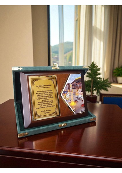 Kişiye Özelvıp Lüks Deri Kulu Ahşap Plaket