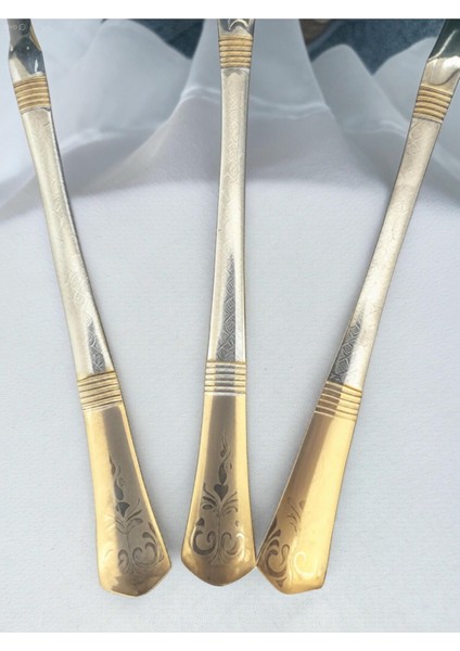 Gri Renkli 3'lü Çelik Mutfak Seti, Kepçe, Kevgir ve Kaşık, Gold Saplı, Şık ve Kullanışlı fiyatları