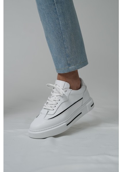 Terezza Model Hakiki Deri El Yapımı Erkek Beyaz Sneakers Ayakkabı modelleri