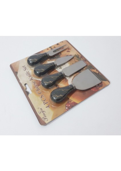 Mermer Desenli 4'lü Peynir Bıçak Seti, Şık ve Kullanışlı Mutfak Aksesuarı