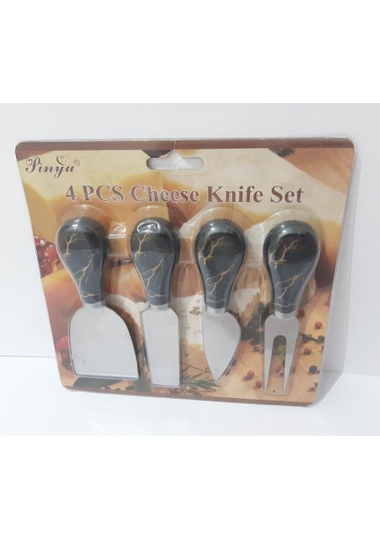 Mermer Desenli 4'lü Peynir Bıçak Seti, Şık ve Kullanışlı Mutfak Aksesuarı fiyatları