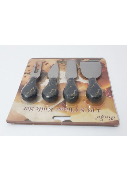 Mermer Desenli 4'lü Peynir Bıçak Seti, Şık ve Kullanışlı Mutfak Aksesuarı