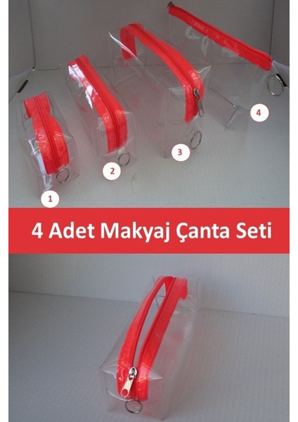 Şeffaf Çanta 4'lü Makyaj Düzenleyici Seti, Pratik ve Şık Organizatör