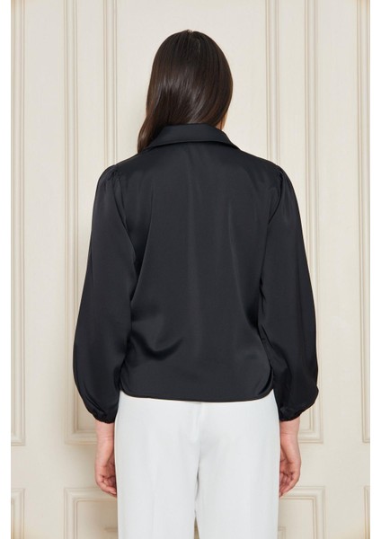 Kadın Kırmızı Kruvaze Yandan Bağlamalı Saten Bluz Gömlek indirimleri