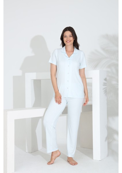 Bambu Boydan Düğmeli Hamile Lohusa Pijama Takım 30201Y-30205Y