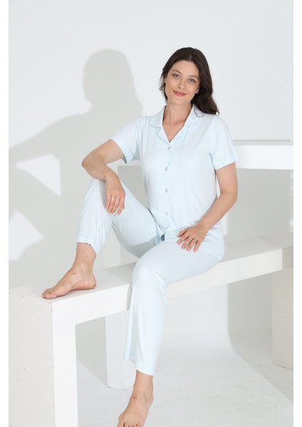 Bambu Boydan Düğmeli Hamile Lohusa Pijama Takım 30201Y-30205Y