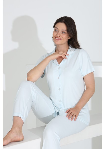 Bambu Boydan Düğmeli Hamile Lohusa Pijama Takım 30201Y-30205Y