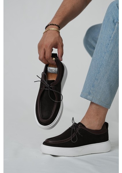 Orion Model Hakiki Deri El Yapımı Erkek Kahverengi Süet Casual Ayakkabı