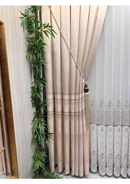 Nivemeshome FT632255 V-115 Antakya Krem 1/3 Sık Pileli Fon Perde Apm