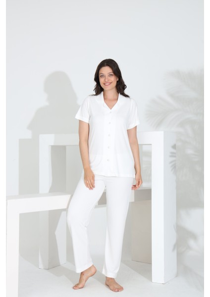 Bambu Boydan Düğmeli Hamile Lohusa Pijama Takım 30201Y-30205Y