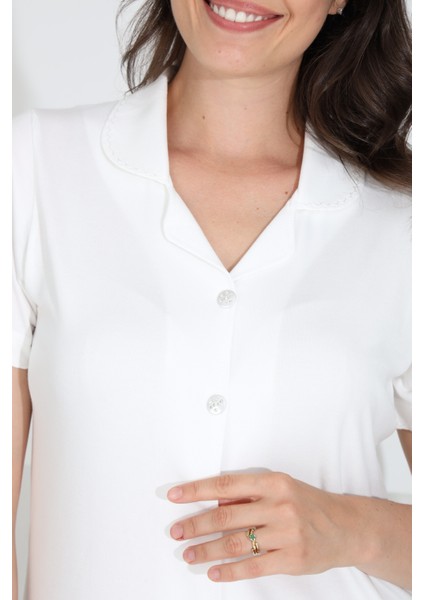 Bambu Boydan Düğmeli Hamile Lohusa Pijama Takım 30201Y-30205Y fırsatları