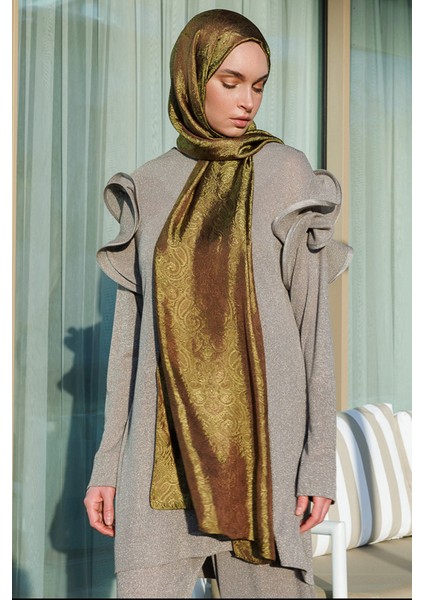 Moren Desen Shine Line Şal Acı Kahve-Somon