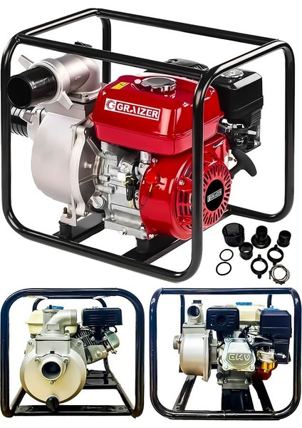 Powerforge 9,8 Hp Metal Şanzuman Turbo Benzinli Yüksek Performans 3 Parmak Benzinli Su Motoru-Krmz