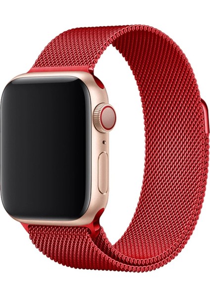 Apple Watch 38MM Metal Mıknatıslı Kordon - Kırmızı - NEONX7873-4078