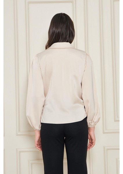 Kadın Kırmızı Kruvaze Yandan Bağlamalı Saten Bluz Gömlek indirimleri