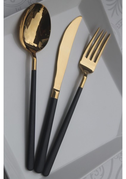 6'lı Titanyum Gold Siyah Yemek Bıçak Seti, Şık ve Dayanıklı Mutfak Araçları