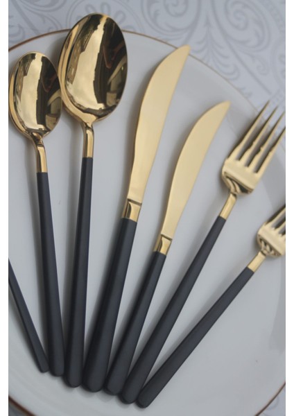6'lı Titanyum Gold Siyah Yemek Bıçak Seti, Şık ve Dayanıklı Mutfak Araçları indirimleri