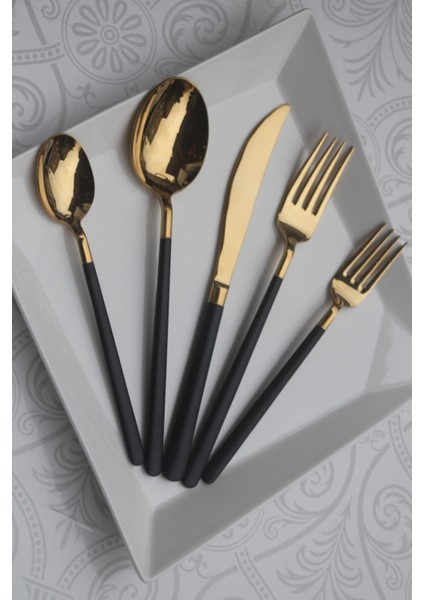 6'lı Titanyum Gold Siyah Yemek Bıçak Seti, Şık ve Dayanıklı Mutfak Araçları
