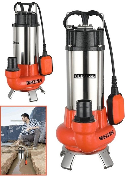 5 Hp Drenaj Logar Atık Dalgıç Su Pompası Motoru Bıçaklı Parçalayıcı