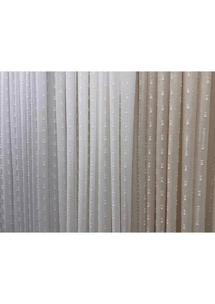 Nivemeshome Florida Keten Görünümlü Şampanya Renkli Bohem Tarz Ponpon 1/3 Sık Pileli Tül Perde Apm indirimleri