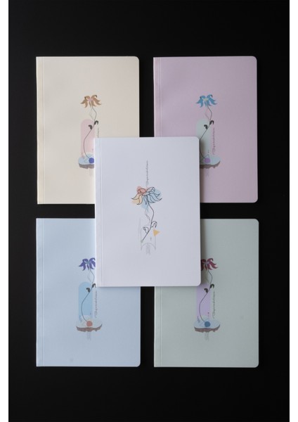 Minimal Çiçekler 5'li Defter Seti - Çizgisiz - Her Biri 56 Sayfa - 14X20CM - Iplik Dikişli Cilt fiyatları