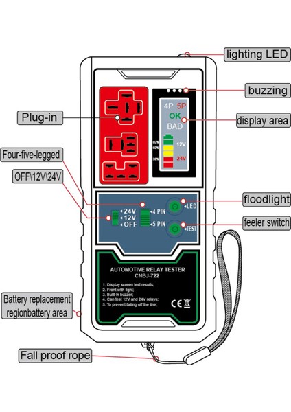 12V 24V Otomotiv Röle Test Cihazı Araç Aküsü Denetleyicisi LED Gösterge Işığı Araba Rölesi Test Cihazı Otomatik Teşhis Araçları (Yurt Dışından) fiyatları