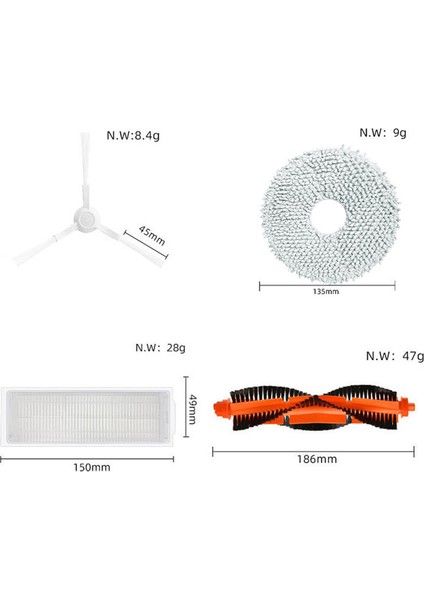 Xiaomi Mijia Kendini Temizleyen Robot 2 C101 Silindir Ana Yan Fırça Hepa Filtre Paspas Bezleri Yedek Parça (Yurt Dışından) fiyatları