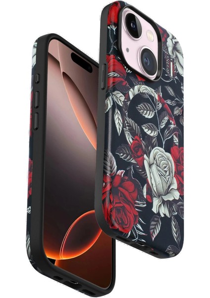 iPhone 14 Flower Series Magsafe Kapak - Siyah - NEONX4019-5963