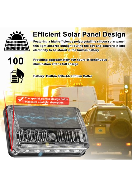 Araba Güneş Yanıp Sönen Işık Renkli LED Gece Uyarı Işığı IP66 Su Geçirmez Kuyruk Lambası Yan Işık Desteği ile Araba Kamyon Traktör Inşaat Aracı Için 3 Işık Modu (Yurt Dışından)