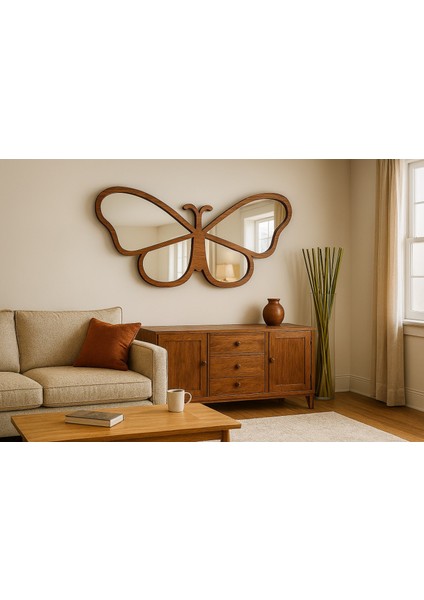 Butterfly Aynalı Yatak Başlığı - Ahşap Yatak Başlığı