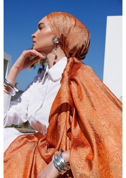 Moren Desen Shine Line Şal Vizon-Tarçın