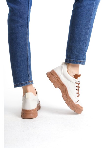 Vıvıenne Bağcıklı Ortopedik Taban Cilt Kadın Sneaker Ayakkabı Tt Krem fırsatları