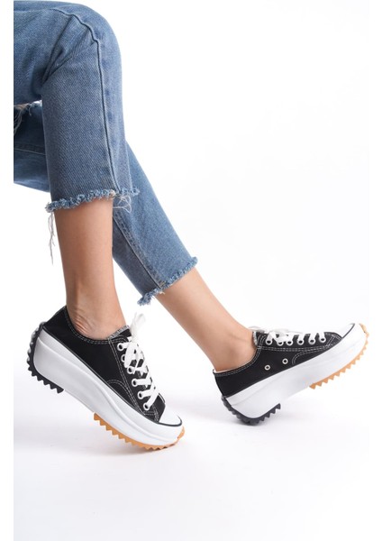 Claıre Bağcıklı Ortopedik Taban Kadın Sneaker Ayakkabı Bt Siyah indirimleri