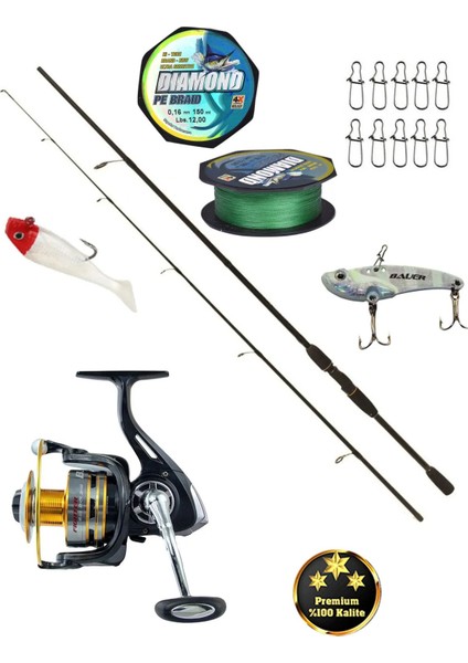 Profosyonel Spin Takımı Barca 270CM 8-30GR Atarlı Spin Olta Kamışı Fighter 3000 Metal Kafa