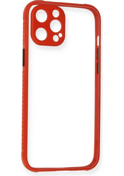 iPhone 12 Kılıf Miami Şeffaf Silikon - Kırmızı - NEONX1743-5818
