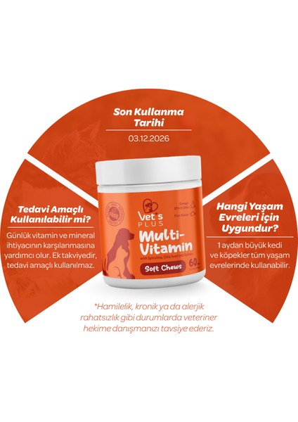 Multivitamin Çiğnenebilir Tablet 60'lı (Kedi ve Köpekler için Spirulinalı Multivitamin) fiyatları