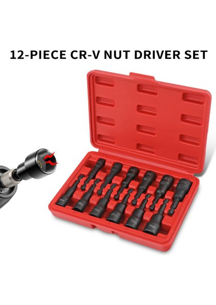 12-Pack Manyetik Somun Anahtarı Seti, Krom Vanadyum Çelik Darbe Gücü Altıgen Somun Anahtarı Matkap Ucu Ana Kiti, Sae ve Metrik Boyut, 1/4 Inç Hızlı Değişim (Yurt Dışından)