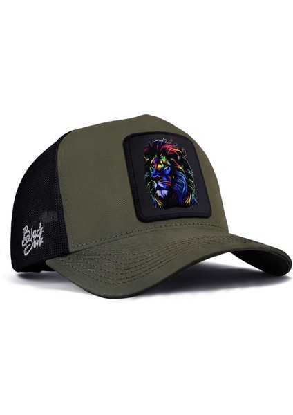 Aslan Logolu Haki-Siyah Trucker Şapka
