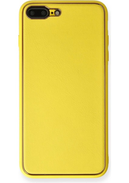 iPhone 7 Plus Kılıf Coco Deri Silikon Kapak - Sarı - NEONX6995-1393