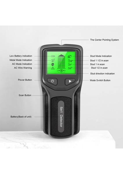 Saplama Bulucu Duvar Tarayıcı - 5 In 1 Saplama Dedektörü Yüksek Çözünürlüklü LCD Ekran, Ahşap Ac Tel Metal Çiviler Algılama (Yurt Dışından) fırsatları