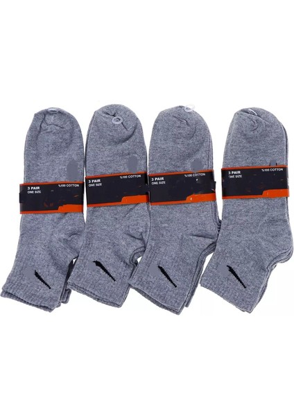 Multiçorap 6 Çift Tik Desenli Esnek Erkek Kadın Unisex Gri Pamuklu Kolej Çorabı