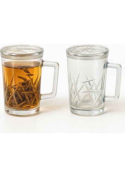 Şeffaf 2'li Kapaklı Kulplu Cam Bitki Kupası Seti fiyatları