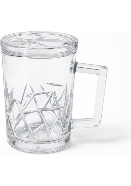 Şeffaf 2'li Kapaklı Kulplu Cam Bitki Kupası Seti modelleri