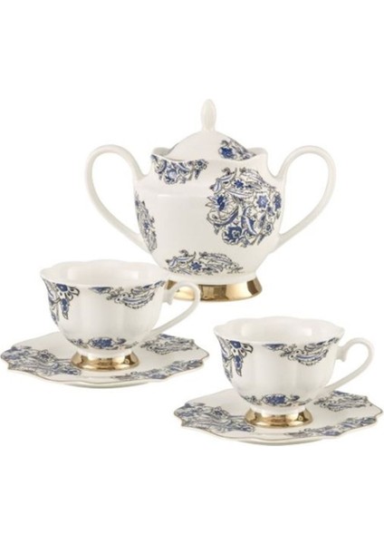 6 Parça Mavi Beyaz 2 Kişilik Çay Takımı 200CC, Şık ve Kullanışlı Set