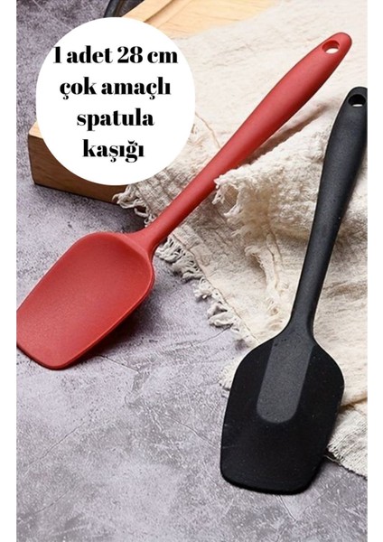 Yüksek Kaliteli 28 cm Silikon Spatula, Yanmaz ve Yapışmaz, Bej Renkli